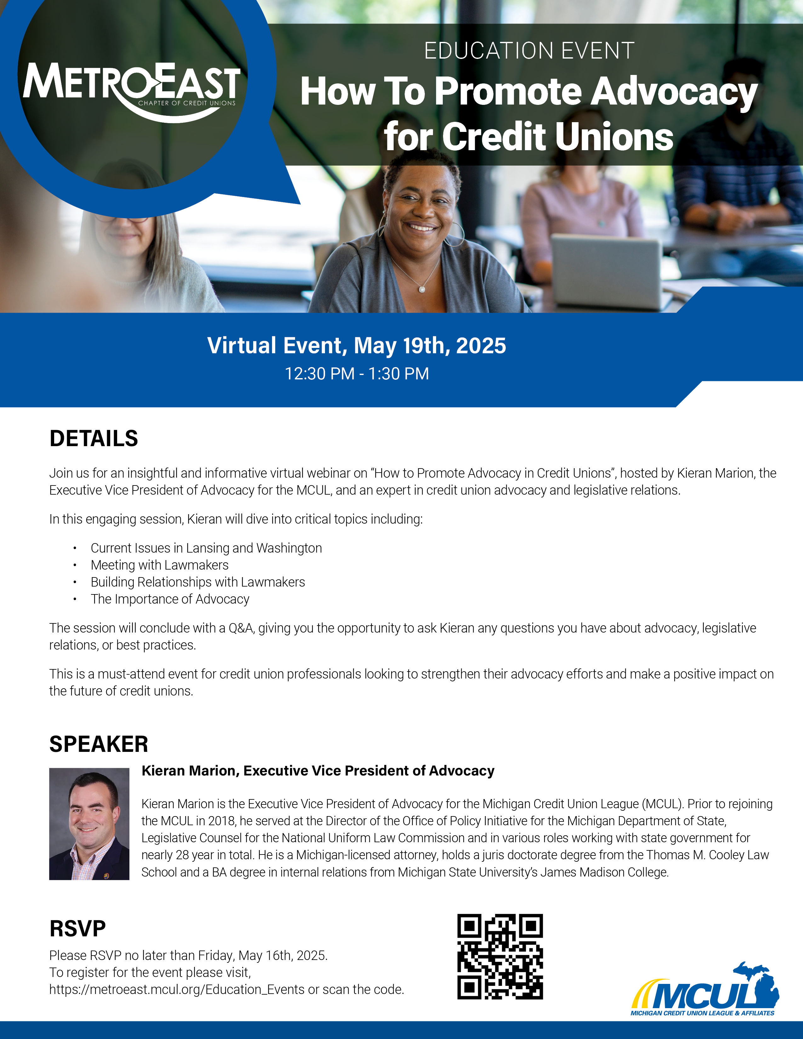 Flyer with description of the Advocacy Event